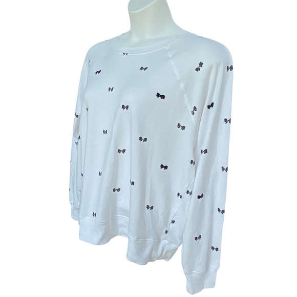 WILDFOX Gordon Bow Long Sleeve Sweater White Black Womens Size XL Sweatshirt - Picture 2 of 8